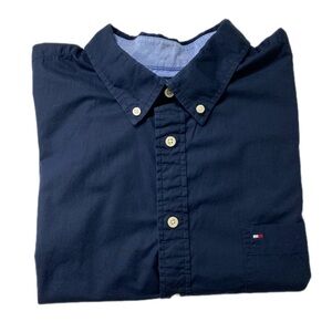 Tommy Hilfiger Classic Navy Button-Down Shirt with Logo Pocket XXL